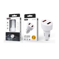 CARREGADOR DE CARRO INTELIGENTE COM 2 USB 17W MTK BRANCO CARREGADOR DE CARRO INTELIGENTE COM 2 USB 17W MTK BRANCO